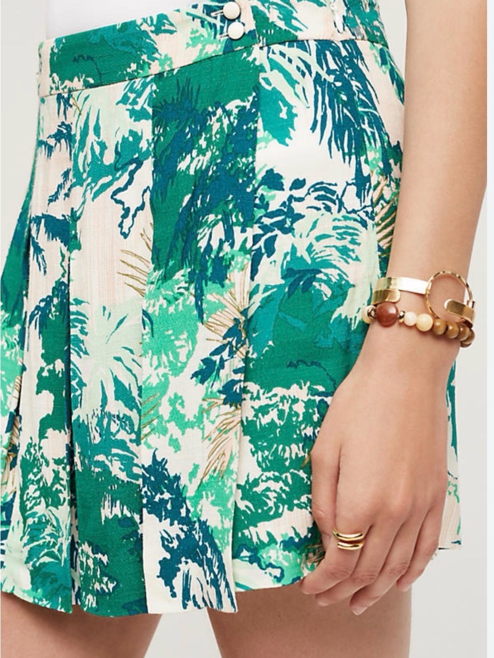 elevenses Green & White Tropical Print Skort - Anthropologie